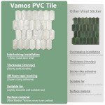 Vamos Tile Long Hexagon Peel and Stick Backsplash Tile - 10 Sheets Stick on Backsplash for Kitchen and Bathroom 12.4 x 12 Inch Beige Slate Look PVC Self Adhesive Mosaic Wall Tiles