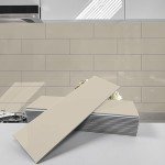 Avant Decor | Sample Tile | Stone Composite Subway Solid Color Tiles | Peel and Stick Kitchen Backsplash Tiles | Wall Tiles | 4'' x 12'' | Bex Metro Glossy Almond,Single Tile
