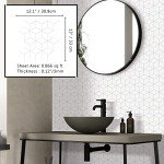 The Tiles Plaza Rhombus Backsplash Tile for Kitchen Peel and Stick, Stone Composite Self Adhesive Tiles, 3D Cube Wall Tile for Kitchen, 12 x 13 Inch 10 Sheets White