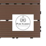 Interlocking Deck Tiles - 6-Pack Wood Plastic Composite Patio Tiles - Outdoor Flooring for Balcony, Porch, and Garage by Pure Garden (Brown)