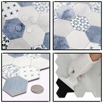 Peel and Stick Backsplash, Blue Cement Hexagon Stone Composite Marble Looks Self Adhesive Stick On Tiles Decorative Wall Tile for Kitchen Bathroom Shower, 10 Sheets