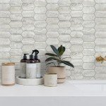 Vamos Tile Long Hexagon Peel and Stick Backsplash Tile - 10 Sheets Stick on Backsplash for Kitchen and Bathroom 12.4 x 12 Inch Beige Slate Look PVC Self Adhesive Mosaic Wall Tiles