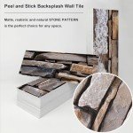 TUOKING 99-Pieces Stone Composite Subway Tiles Peel and Stick Backsplash 4"x 12" PVC Self-Adhesive Matte Brick Texture Wall Tiles Stick on Kitchen Bathroom(LPM-17-99PCS)