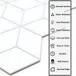 The Tiles Plaza Rhombus Backsplash Tile for Kitchen Peel and Stick, Stone Composite Self Adhesive Tiles, 3D Cube Wall Tile for Kitchen, 12 x 13 Inch 10 Sheets White