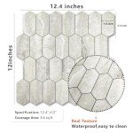 Vamos Tile Long Hexagon Peel and Stick Backsplash Tile - 10 Sheets Stick on Backsplash for Kitchen and Bathroom 12.4 x 12 Inch Beige Slate Look PVC Self Adhesive Mosaic Wall Tiles