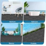 ToLanbbt Plastic Interlocking Deck Tiles 27 Pack 12"x12" Waterproof Indoor Outdoor Composite Patio Flooring Decking Tiles All Weather Use for Patio Porch Balcony Backyard Poolside, Dark Grey