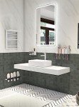 Avant Decor | Sample Tile | Stone Composite Subway Stone Texture Tiles | Peel and Stick Kitchen Backsplash Tiles | Wall Tiles | 3” x 6” | Bex Metro Glossy Slate, Single Tile