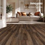 INMOZATA Peel and Stick Floor Tile Vinyl Flooring, Waterproof Vinyl Plank Flooring 36-Pack 54 Sq.Ft Wood Grain Self Adhesive Peel and Stick Flooring for Bedroom, Living Room, Kitchen, RV(Walnut)