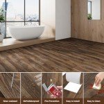 INMOZATA Peel and Stick Floor Tile Vinyl Flooring, Waterproof Vinyl Plank Flooring 36-Pack 54 Sq.Ft Wood Grain Self Adhesive Peel and Stick Flooring for Bedroom, Living Room, Kitchen, RV(Walnut)
