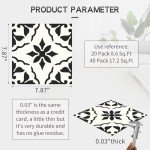 MORCART 7.87" x 7.87" Peel and Stick Floor Tile, 40 PCS Self-Adhesive DIY Vinyl Flooring for Renters, Removable and Waterproof Tile Sticker for Bathroom, Kitchen, Staircase (Black Retro Design)