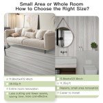 11.8x137.8inch Peel and Stick Floor Tile Wood Grain Texture, Self-Adhesive and Waterproof Vinyl Flooring Roll, No Residue Ash White Flooring for Bathroom, Kitchen, Bedroom (Covers 11.3 Sq.Ft)