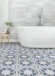FloorPops 12-in by 12-in Blue Ezra Vinyl Peel & Stick Floor Tiles (10 Tiles), (10 sq.ft./Carton)