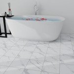 40 Pack White Peel and Stick Floor Tiles Marble Look 12"x12" Waterproof and Self Adhesive Vinyl Flooring Tiles for Bathrooms, Bedrooms, Living Rooms, and Kitchens (40Pack, 5015White)