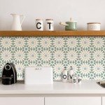 MORCART Peel and Stick Floor Tile - 20 PCS, 7.87" x 7.87" Vinyl Flooring - Waterproof Self-Adhesive Tile Sticker for Wall Backsplashes, Bathroom, Kitchen - Green and White Floral Look