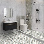 Peel & Stick Floor Tiles Self Adhesive Vinyl Flooring for Kitchen Bathroom Laundry Room Pet House Fireplasce 8"x8" 10 Sheets Removable Floor Stickers Home Decor DIY (Green)