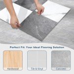 Yipscazo Peel and Stick Floor Tile 32 Sq.Ft Coverage 32-Pack Stone & Jazz 12" x 12" Vinyl Floor Tiles Self Adhesive Waterproof Perfect for DIY Projects