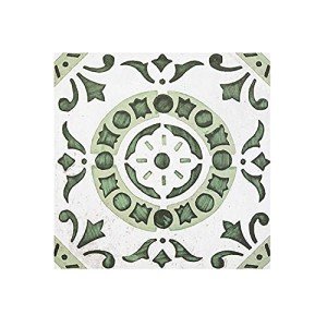 Retro Self Adhesive 12-Inch Vinyl Floor Tiles, 20 Tiles - 12" x 12", Green Medallion Pattern - Peel & Stick, DIY Flooring for Kitchen, Dining Room, Bedrooms & Bathrooms by Achim Home Decor