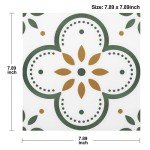Peel & Stick Floor Tiles Self Adhesive Vinyl Flooring for Kitchen Bathroom Laundry Room Pet House Fireplasce 8"x8" 10 Sheets Removable Floor Stickers Home Decor DIY (Green)