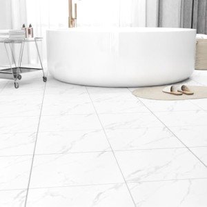 20-Pack Peel & Stick Floor Tiles 12 x 12 inch Vinyl Floor Self Adhesive Waterproof Flooring Planks DIY for Bathroom, Kitchen, Living Room, RV, Cover 20 Sq. Ft, White Vein Marble