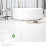 20-Pack Peel & Stick Floor Tiles 12 x 12 inch Vinyl Floor Self Adhesive Waterproof Flooring Planks DIY for Bathroom, Kitchen, Living Room, RV, Cover 20 Sq. Ft, White Vein Marble