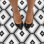 FloorPops FP2950 Leyton Peel & Stick Floor Tiles, Black