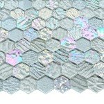 KALUCION 100 Pieces Hexagon Glass Mosaic Tiles for Crafts, Clear Iridescent Stained Glass Precut Hexagons for Stained Glass Honeycombs, Mosaic Projects, Home Decor