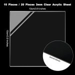 4 x 4 Inches Clear Plastic Acrylic Sheets 0.12 Inch Thick Acrylic Square Panel Transparent Square Signs for Crafts and Painting Supplies (10 Pieces)