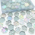 KALUCION 100 Pieces Hexagon Glass Mosaic Tiles for Crafts, Clear Iridescent Stained Glass Precut Hexagons for Stained Glass Honeycombs, Mosaic Projects, Home Decor