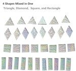 CHICSHIS Iridescent Textured Cathedral Glass Mosaic Tiles, 200g Transparent Stained Glass Pieces for Mosaic Art, Pre-Cut for Handmade Crafts, Clear
