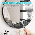 ALFLOD 12-Inch All-Purpose Shower Squeegee for Shower Doors, Tile Shower Walls, Bathroom, Window, Glass and Car Windshield, Mirrors and Kitchen-Stainless Steel, Silver