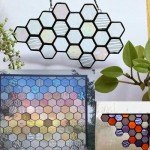 KALUCION 100 Pieces Hexagon Glass Mosaic Tiles for Crafts, Clear Iridescent Stained Glass Precut Hexagons for Stained Glass Honeycombs, Mosaic Projects, Home Decor