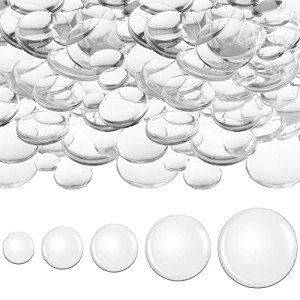 Honeydak 100 Pieces Transparent Glass Cabochon Dome Round Cabochon Tiles for Jewelry Making Craft Transparent Half Round Flat Back for DIY Earring Necklace Ring (12,16, 18, 25, 30 Mm)