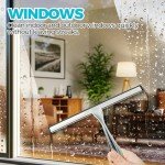 ALFLOD 12-Inch All-Purpose Shower Squeegee for Shower Doors, Tile Shower Walls, Bathroom, Window, Glass and Car Windshield, Mirrors and Kitchen-Stainless Steel, Silver