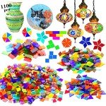 Csdtylh 1100 Pcs Mosaic Tiles, Glass Mosaic Tiles for Crafts Bulk, Stained Mosaic Glass Pieces, Mosaic Supplies for Home Decoration, Art Crafts, DIY Projects, Transparent (Mixed Shape)