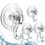 Quntis Suction Cup Hooks 4 Pack, Multi-Purpose Clear Shower Suction Hooks Waterproof Heavy Duty Wreath Hanger for Bathroom, Window, Towel, Shower Wall, Tile, Glass Door, Camper