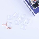 HAUTOCO 44pcs 25mm Square Glass Dome Cabochons 1 Inch Non-calibrated Flat Back Clear Glass Cabochon Tiles for Photo Pendant Craft Jewelry Making