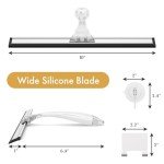 AmazerBath Shower Squeegee for Glass Doors, All-Purpose Squeegee with Suction Hook & Adhesive Hook, Clear Squeegee for Shower Glass, Windows, Mirrors, Tiles and Car Windows - 10 Inches, Clear