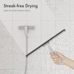 AmazerBath Shower Squeegee for Glass Doors, All-Purpose Squeegee with Suction Hook & Adhesive Hook, Clear Squeegee for Shower Glass, Windows, Mirrors, Tiles and Car Windows - 10 Inches, Clear