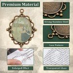 PH PandaHall 5pcs Pendant Tray Oval Charms Cabochon Bezel and 5pcs 40x30mm Glass Cabochon Dome Tiles Clear Cameo Memorial Photo Pendant for Bouquet Wedding Brides Graduation Charm