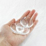 Unlorspy 20pcs Clear Round Glass Dome Cabochons, 40mm/1.57 Inch Transparent Glass Cabochons, Non-calibrated Flat Back Glass Dome Tile for DIY Photo, Pendant, Craft Jewelry Making