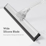 AmazerBath Shower Squeegee for Glass Doors, All-Purpose Squeegee with Suction Hook & Adhesive Hook, Clear Squeegee for Shower Glass, Windows, Mirrors, Tiles and Car Windows - 10 Inches, Clear