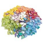 Youway Style Iridescent Glass Mosaic Tiles for Crafts Bulk,454g Broken Mosaic Glass Pieces for Garden Crafts Kits,DIY Mosaic Art Decor