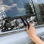 All-Purpose Stainless Steel Shower Squeegee for Shower Glass Door with Adhesive Hook, Bathroom Cleaner Tool Household Window Mirror Squeegee for Glass Doors, Cleaning Tile Wall, Car, 10 inch, Black