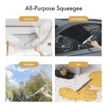 AmazerBath Shower Squeegee for Glass Doors, All-Purpose Squeegee with Suction Hook & Adhesive Hook, Clear Squeegee for Shower Glass, Windows, Mirrors, Tiles and Car Windows - 10 Inches, Clear