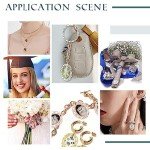 PH PandaHall 5pcs Pendant Tray Oval Charms Cabochon Bezel and 5pcs 40x30mm Glass Cabochon Dome Tiles Clear Cameo Memorial Photo Pendant for Bouquet Wedding Brides Graduation Charm