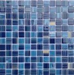 LSDECO Glass Mosaic Tiles Backsplash, 12" x 12" Kitchen Backsplash Tile, Pool Tiles, Glass Tiles for Bathroom Border Shower Wall (1 Sq.Ft Blue Blend)