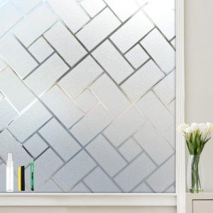 Myscheri Window Privacy Film, Frosted Glass Static Cling with No-Adhesive Tile Shape Window Cover, Vinyl Stickers for Home Office Glass Sticker Decoration, 23.6 x 78.7 Inches