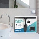 All-Purpose Stainless Steel Shower Squeegee for Shower Glass Door with Adhesive Hook, Bathroom Cleaner Tool Household Window Mirror Squeegee for Glass Doors, Cleaning Tile Wall, Car, 10 inch, Black