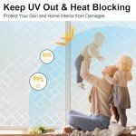 Myscheri Window Privacy Film, Frosted Glass Static Cling with No-Adhesive Tile Shape Window Cover, Vinyl Stickers for Home Office Glass Sticker Decoration, 23.6 x 78.7 Inches