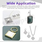 Swpeet 110Pcs 5 Sizes Square Transparent Glass Dome Cabochons Tiles Assortment Kit, Clear Glass Cabochons Tiles for Photo Pendant Necklace Jewelry Making Craft